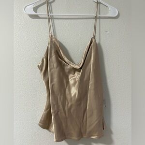 NWT Zara Gold Silky Drape Front Tank - Size M